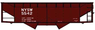 50-Ton Offset-Side 2-Bay Hopper - Kit -- New York, Susquehanna & Western #5542 (Boxcar Red)