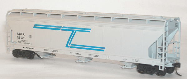 ACF 3-Bay Covered Hopper 3-Pack - Kit (Plastic) -- ACFX (Lease, gray, blue)
