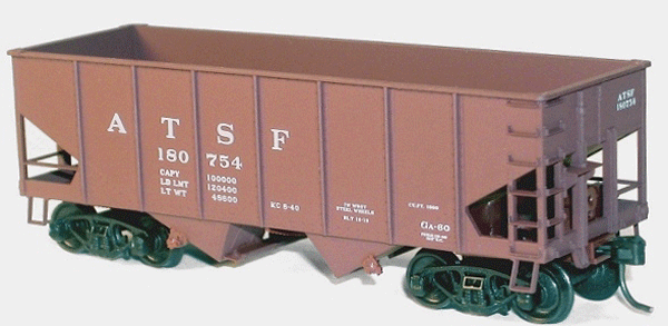 USRA 2-Bay 55-Ton Open Hopper 3-Pack - Kit (Plastic) -- Santa Fe (brown)