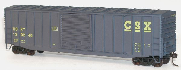 50' Exterior-Post Boxcar 3-Pack - Kit (Plastic) -- CSX #130246, 130257, 130268 (blue, yellow)