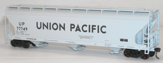 47' ACF 3-Bay Center Flow Covered Hopper 3-Pack - Kit (Plastic) -- Union Pacific (1970s Scheme, gray, Billboard Lettering)