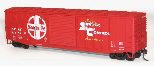 50' Exterior-Post Plug-Door Boxcar 3-Pack - Kit (Plastic) -- Santa Fe