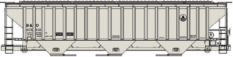 Pullman-Standard 4750 3-Bay Covered Hopper - Kit -- Baltimore & Ohio #603158 (gray, Small Capitol Dome Logo)