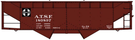 50-Ton Offset-Side 2-Bay Hopper - Kit -- Santa Fe (Boxcar Red, black, Square Logo)
