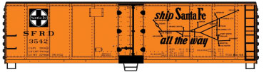 40' Steel Reefer w/Hinged Door - Kit -- Santa Fe (orange, black, The Scout Slogan & Map)