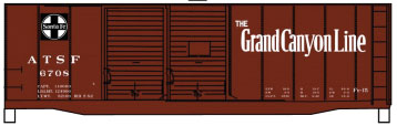 AAR 40' Double-Door Boxcar - Kit -- Santa Fe #6708 (Boxcar Red, Grand Canyon Line Slogan & Map)