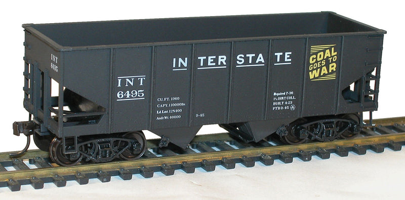 USRA 55-Ton 2-Bay Open Hopper - Kit -- Interstate #6495 (black, yellow Coal Goes to War Slogan)