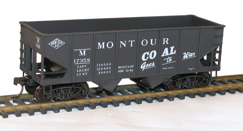 USRA 55-Ton 2-Bay Open Hopper - Kit -- Montour #17358 (black, Coal Goes to War Slogan)