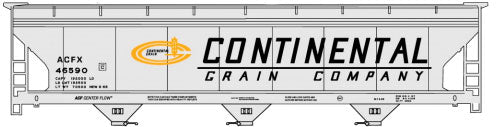 ACF 47' 3-Bay Center-Flow Covered Hopper  - Kit -- Continental ACFX #46590 (gray, black, yellow, Billboard Lettering)