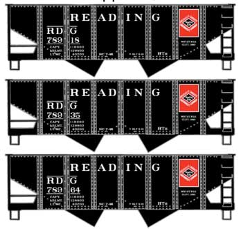 USRA 55-Ton 2-Bay Open Hopper - Kit -- Reading #78918, 78935, 78984 (black, red, Anthracite Logo)