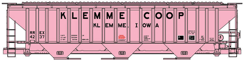 Pullman-Standard 4750 3-Bay Covered Hopper - Kit -- Klemme Coop RREX #4237 (pink)