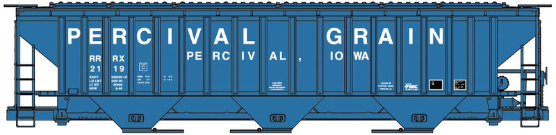 Pullman-Standard 4750 3-Bay Covered Hopper - Kit -- Percival Grain RRRX #2119 (blue)