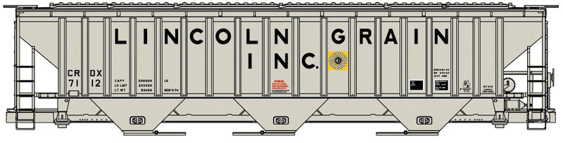 Pullman-Standard 4750 3-Bay Covered Hopper - Kit -- Lincoln Grain CRDX #7112 (gray)