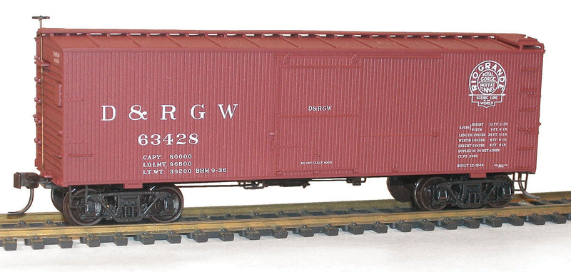 36' Wood Boxcar - Kit -- Denver & Rio Grande Western (Boxcar Red, Scenic Line Logo)