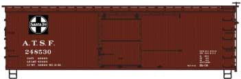 36' Double-Shealthed Wood Boxcar, Straight Underframe - Kit -- Santa Fe (Boxcar Red, Square Logo)