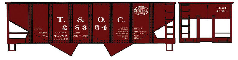 USRA 55-Ton 2-Bay Open Hopper - Kit -- Toledo & Ohio Central 28354 (Boxcar Red, NYC System Logo)