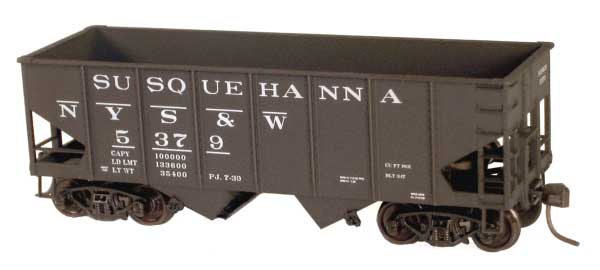 USRA 55-Ton 2-Bay Open Hopper 3-Pack - Kit -- New York, Susquehanna & Western 5068, 5194, 5236 (black)