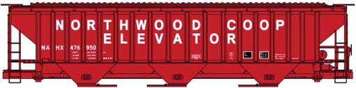 Pullman-Standard 4750 3-Bay Covered Hopper - Kit -- Northwood Coop NAHX 476950 (red, white)