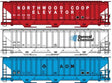 Pullman-Standard 4750 3-Bay Covered Hopper 3-Pack - Kit -- 1 Each: Northwood Coop (red), General Chemical (white), ADM (blue)