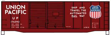 AAR 40' Double-Door Boxcar - Kit -- Union Pacific #176392 (Boxcar Red, Color Shield; "Automated Rail Way" Slog