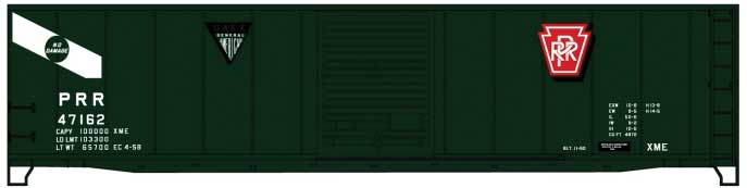 50' Single-Door Riveted-Side Boxcar - Kit -- General American Leasing PRR 47162 (green, white, Shadow Keystone Logo)