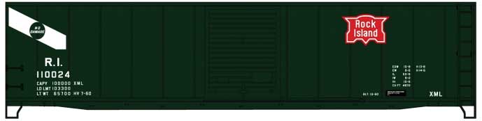 50' Single-Door Riveted-Side Boxcar - Kit -- General American Leasing RI 110024 (green, white, red RI Shield)
