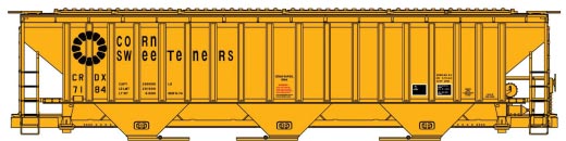 Pullman-Standard 4750 3-Bay Covered Hopper - Kit -- Corn Sweeteners CRDX 7184 (yellow, black)