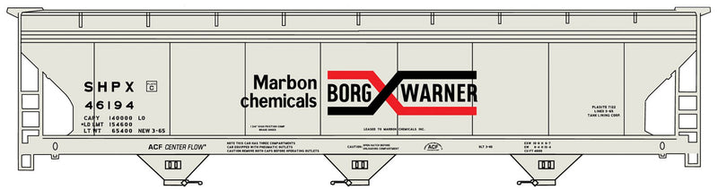ACF 47' 3-Bay Center-Flow Covered Hopper - Kit -- Borg Warner SHPX 46194 (gray, black, red)