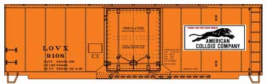 AAR 40' Insulated Plug-Door Boxcar - Kit -- American Colloid Co. LOVX (orange, white; Panther Logo)