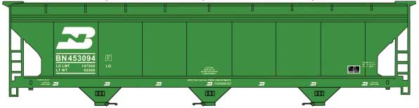 ACF 47' 3-Bay Center-Flow Covered Hopper - Kit -- Burlington Northern (Cascade Green, 1990s Logo)
