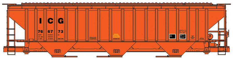 Pullman-Standard 4750 3-Bay Covered Hopper - Kit -- Illinois Central Gulf #766773 (orange, black; No Logo)