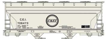 ACF 2-Bay Covered Hopper - Kit -- Chicago & Eastern Illinois #706473 (gray, black, Buzz Saw Logo)