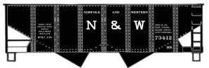 USRA 55-Ton 2-Bay Open Hopper - Kit -- Norfolk & Western (Early Lettering, black, Medium N&W)