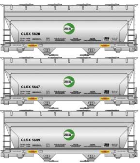 ACF 2-Bay Covered Hopper 3-Pack - Kit -- Cargill CLSX #5620, 5647, 5689 (gray, green)