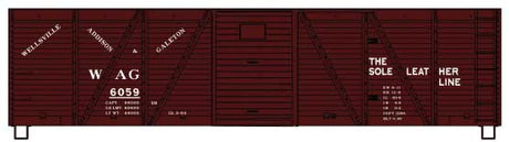 40' 6-Panel Single-Sheathed Wood Boxcar w/Steel Doors & Ends - Kit -- Wellsville, Addison & Galeton #6059 (Boxcar Red)