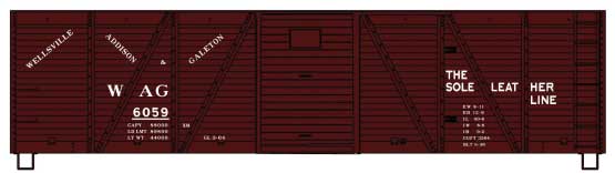40' 6-Panel Single-Sheathed Wood Boxcar w/Steel Doors & Ends - Kit -- Wellsville, Addison & Galeton #6059 (Boxcar Red)