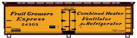 Early 40' Wood Reefer - Kit -- Fruit Growers Express (Early, yellow, Boxcar Red)