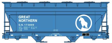 ACF 2-Bay Covered Hopper - Kit -- Great Northern (Big Sky Blue, white)