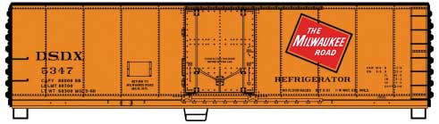 40' Steel Reefer with Plug Doors - Kit -- Milwaukee Road DSDX #5347 (orange, black, red; Large TMR Logo)