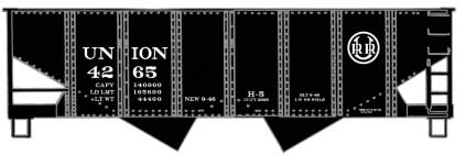 USRA 55-Ton 2-Bay Open Hopper - Kit -- Union Railroad #4265 (black, white, URR Logo)