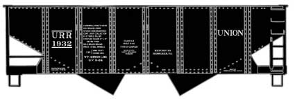 USRA 55-Ton 2-Bay Open Hopper - Kit -- Union Railroad #8640 (Early Scheme, black, white)