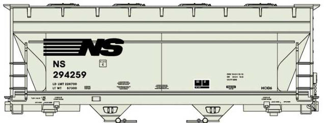 ACF 2-Bay Covered Hopper - Kit -- Norfolk Southern (gray, black)