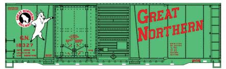 40' Combination Door Steel Boxcar - Kit -- Great Northern (Jade Green, red, Standing Rocky)