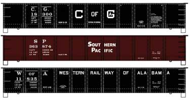 AAR 41' Steel Gondola 3-Pack - Kit -- Central of Georgia #18300, Southern Pacific 363874, Western Ry of Alabama 11