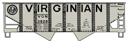 USRA 55-Ton 2-Bay Open Hopper - Kit -- Virginian (class BL-4, gray, black, Billboard Lettering)