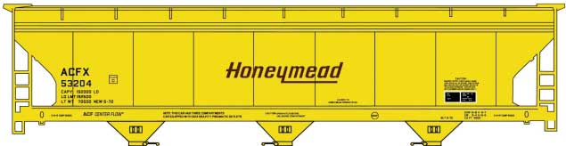 ACF 47' 3-Bay Center-Flow Covered Hopper - Kit -- Honeymead #53204 (yellow, brown)