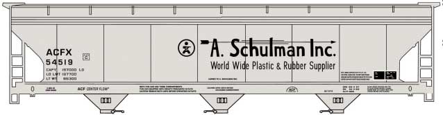 ACF 47' 3-Bay Center-Flow Covered Hopper - Kit -- A. Schulman #54521 (gray, black)