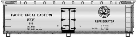 40' Wood Reefer - Kit -- Pacific Great Eastern #818 (gray)