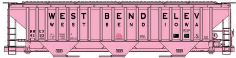 Pullman-Standard 4750 3-Bay Covered Hopper - Kit -- West Bend Elevator RREX #4293 (pink, black)