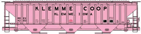 Pullman-Standard 4750 3-Bay Covered Hopper - Kit -- Klemme COOP RREX #4260 (pink, black)